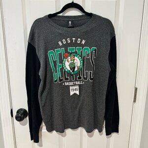 Celtics Long‎ Sleeve Graphic Waffle Knit T Shirt - Size Large